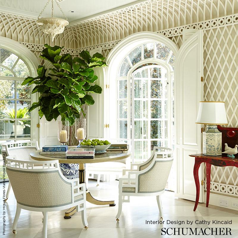 Schumacher Temple Blue Fabric