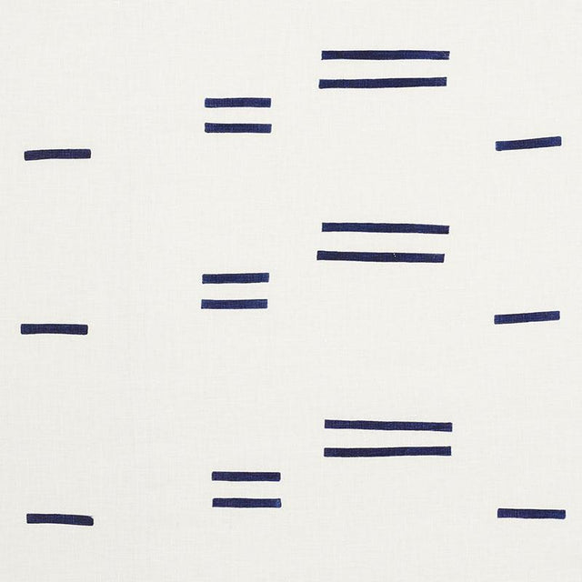 Schumacher Oaxaca Navy On White Fabric