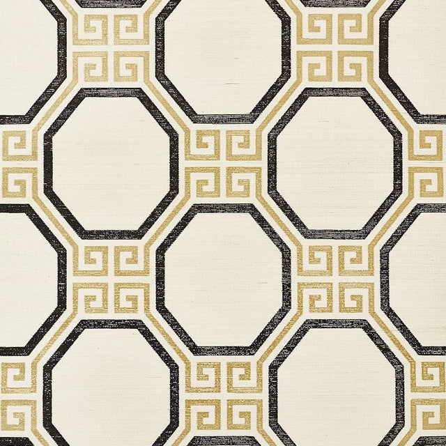 Schumacher Octavia Sisal Gold & Jet Wallpaper