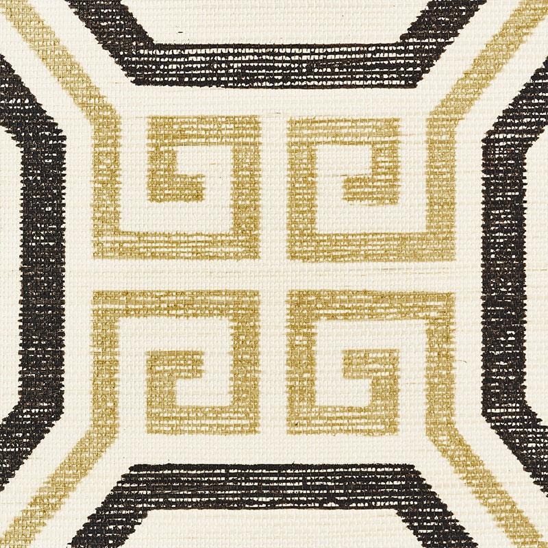 Schumacher Octavia Sisal Gold & Jet Wallpaper