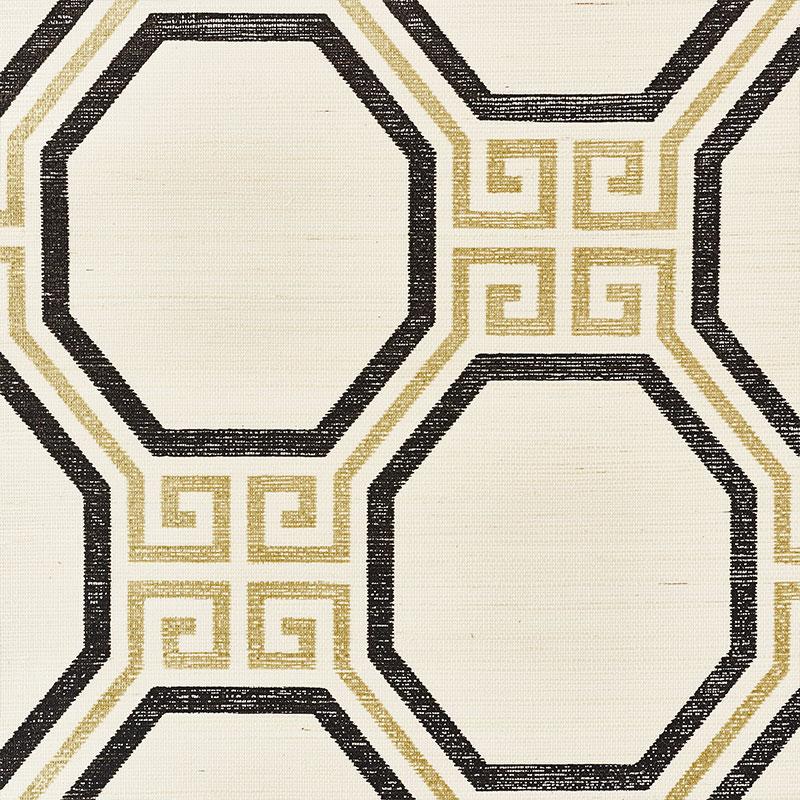 Schumacher Octavia Sisal Gold & Jet Wallpaper