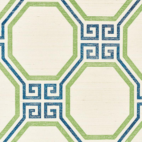 Schumacher Octavia Sisal Turquoise & Palm Wallpaper