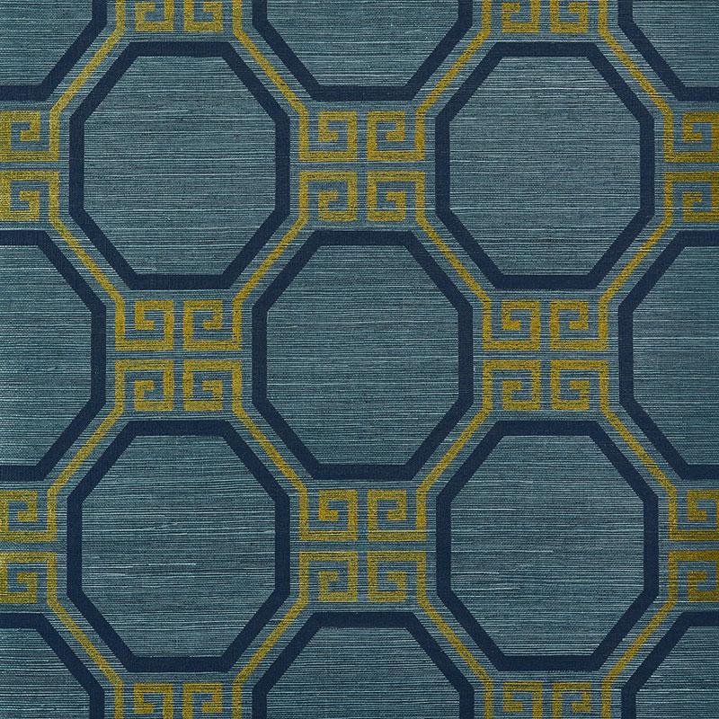 Schumacher Octavia Sisal Peacock Wallpaper