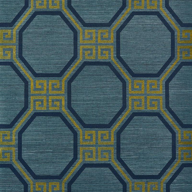 Schumacher Octavia Sisal Peacock Wallpaper