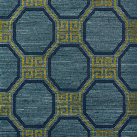 Schumacher Octavia Sisal Peacock Wallpaper