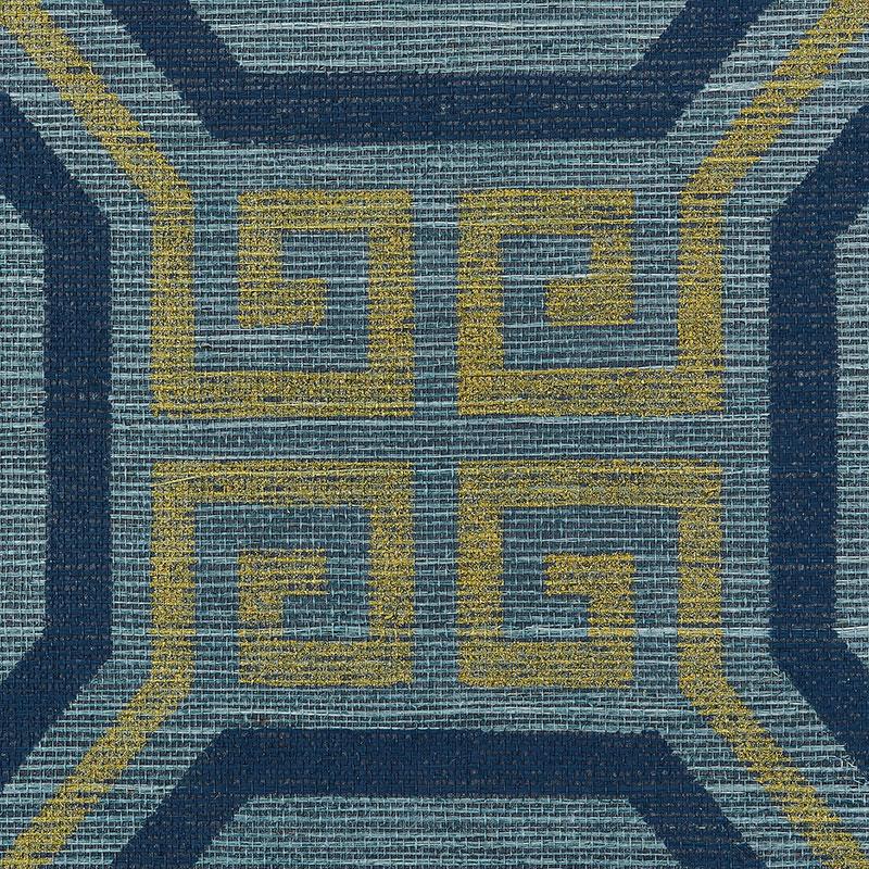 Schumacher Octavia Sisal Peacock Wallpaper