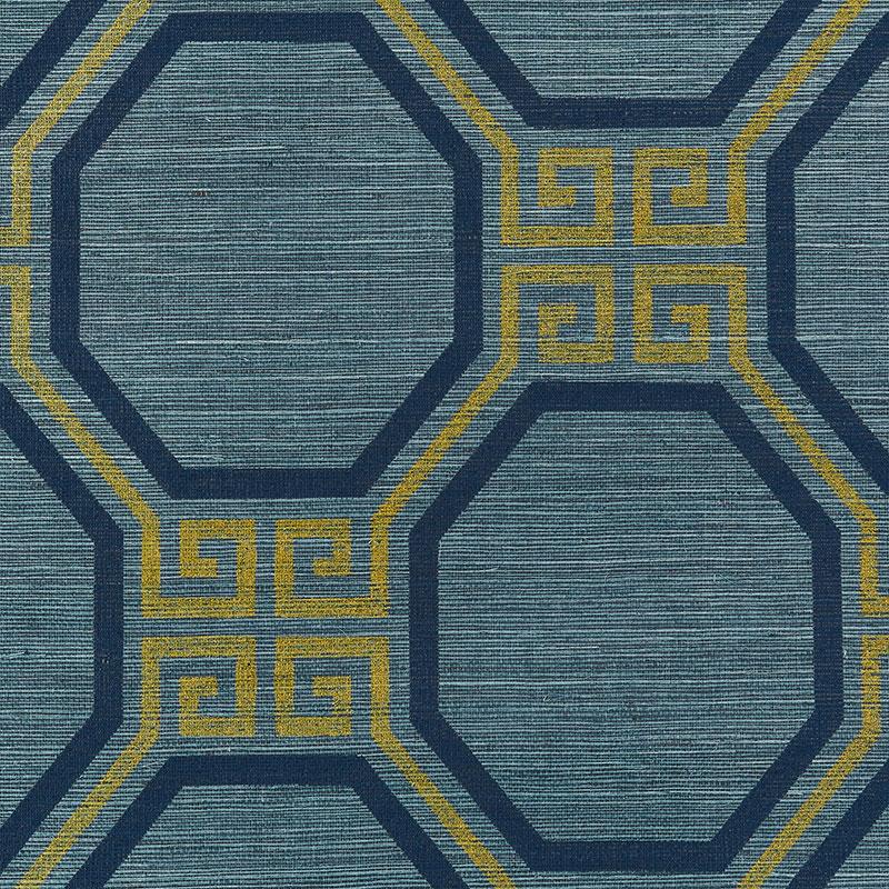 Schumacher Octavia Sisal Peacock Wallpaper