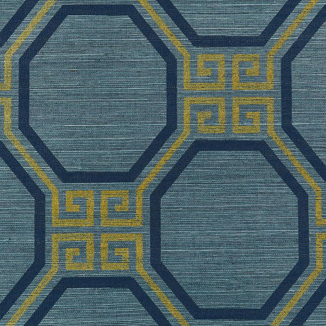 Schumacher Octavia Sisal Peacock Wallpaper