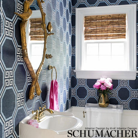 Schumacher Octavia Sisal Navy Wallpaper