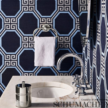 Schumacher Octavia Sisal Navy Wallpaper