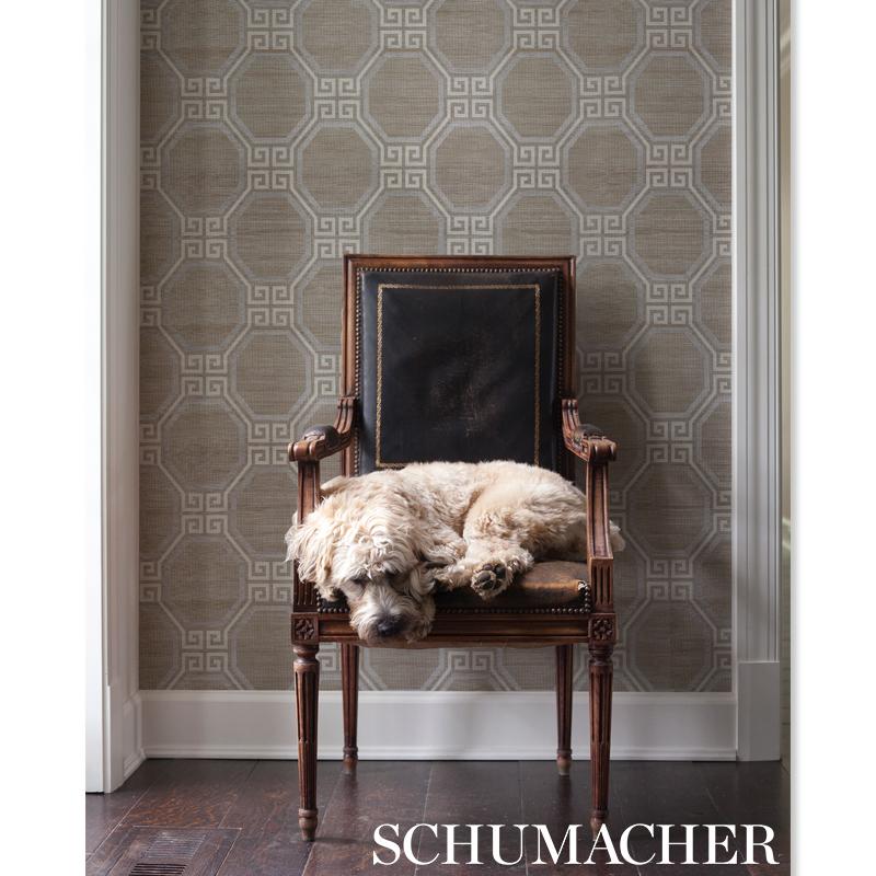 Schumacher Octavia Hemp Shimmer Quartz Wallpaper