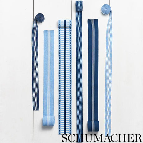 Schumacher Marta Tape Indoor/ Outdoor Chambray & Navy Trim