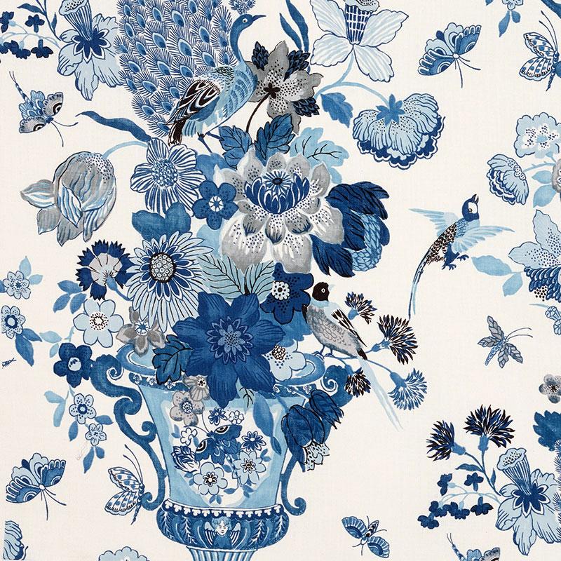 Schumacher Lansdale Bouquet Porcelain Fabric