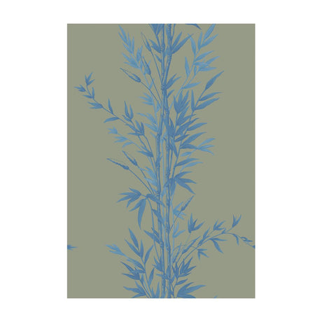 Cole & Son Bamboo Blue On Khaki Wallpaper