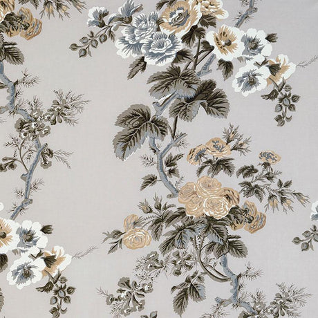Schumacher Pyne Hollyhock Grisaille Fabric