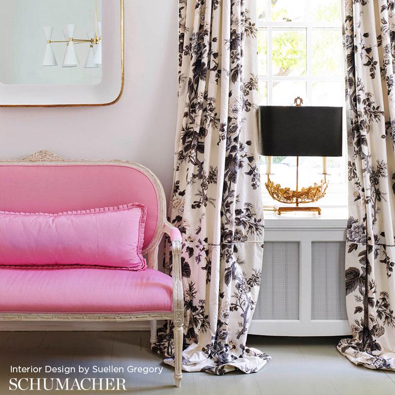 Schumacher Pyne Hollyhock Grisaille Fabric