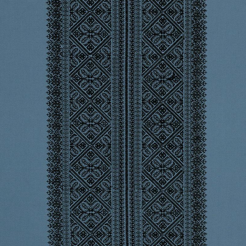 Schumacher Toledo Embroidery Midnight Fabric