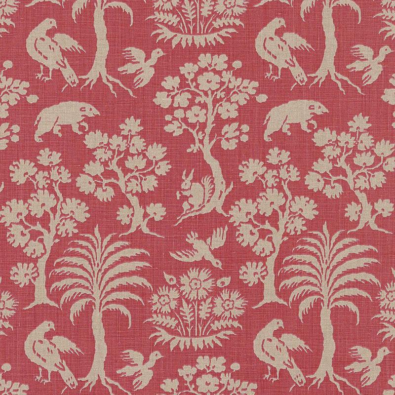 Schumacher Woodland Silhouette Rhubarb Fabric