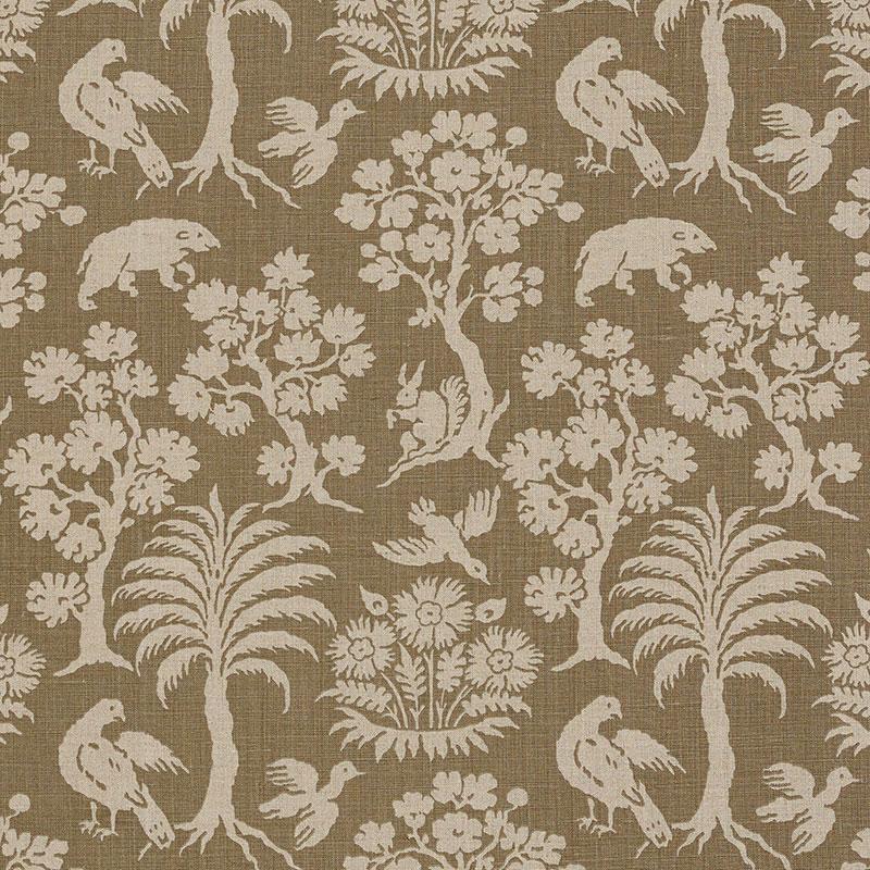 Schumacher Woodland Silhouette Mocha Fabric