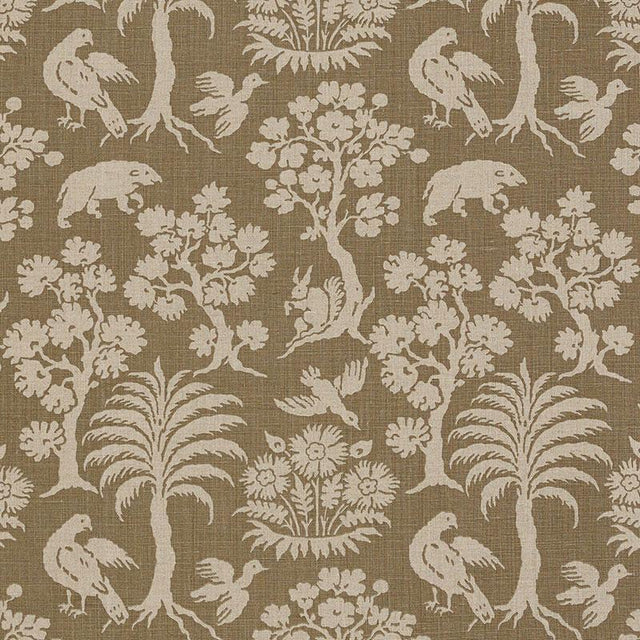 Schumacher Woodland Silhouette Mocha Fabric