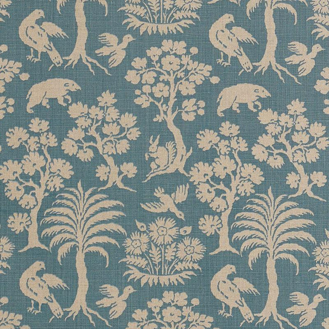 Schumacher Woodland Silhouette Cadet Fabric
