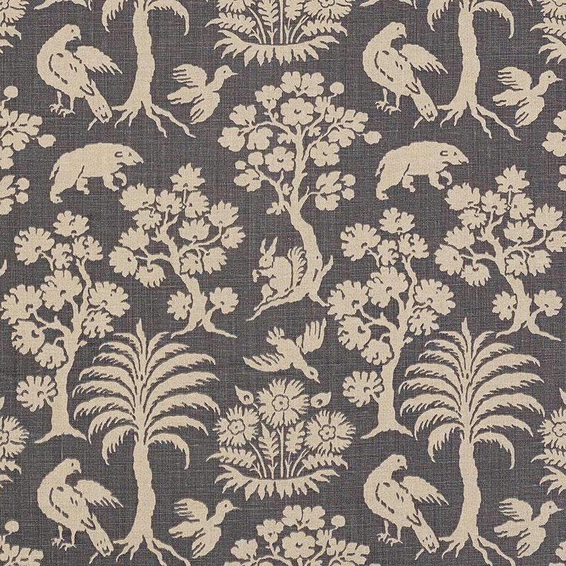 Schumacher Woodland Silhouette Steel Fabric