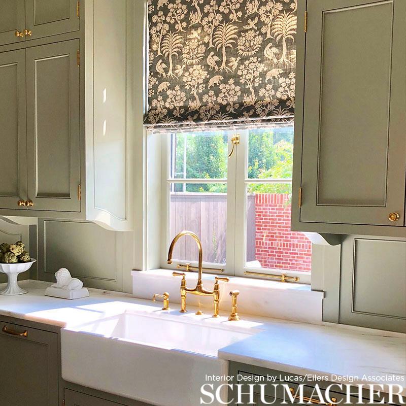 Schumacher Woodland Silhouette Steel Fabric