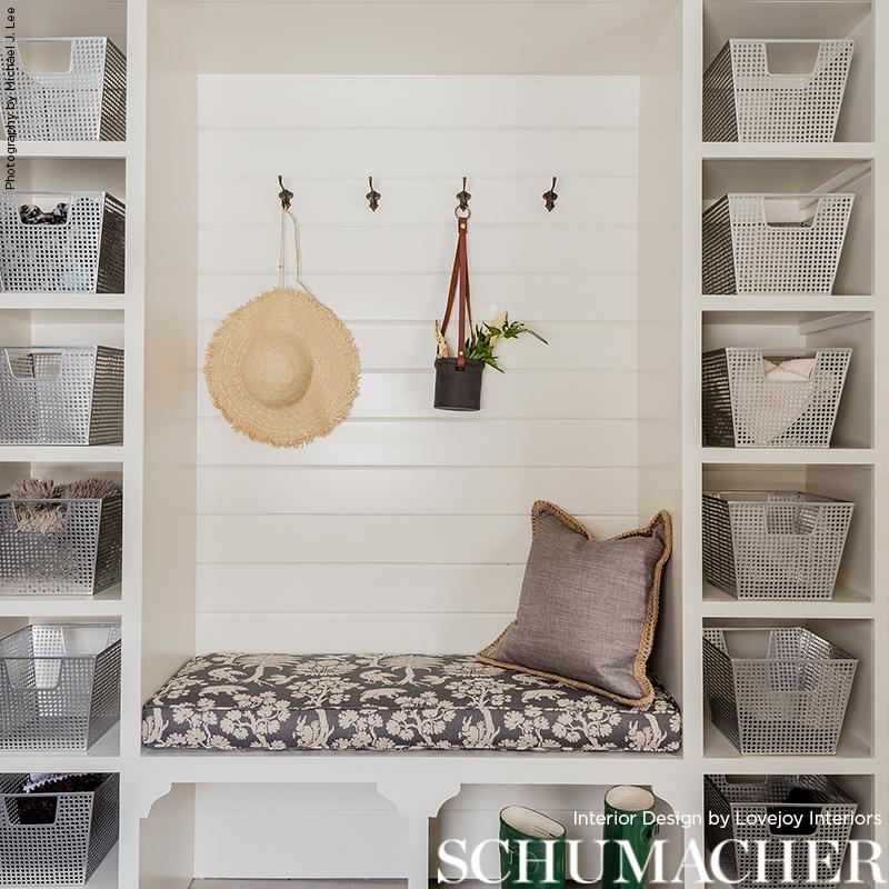 Schumacher Woodland Silhouette Steel Fabric