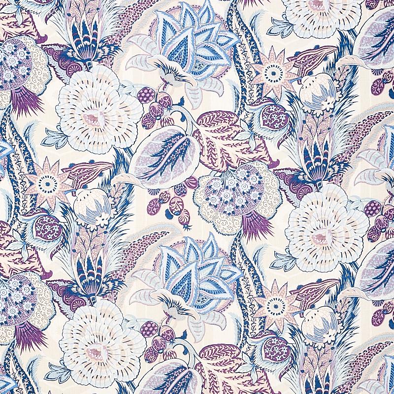 Schumacher Zanzibar Linen Print Hyacinth Fabric