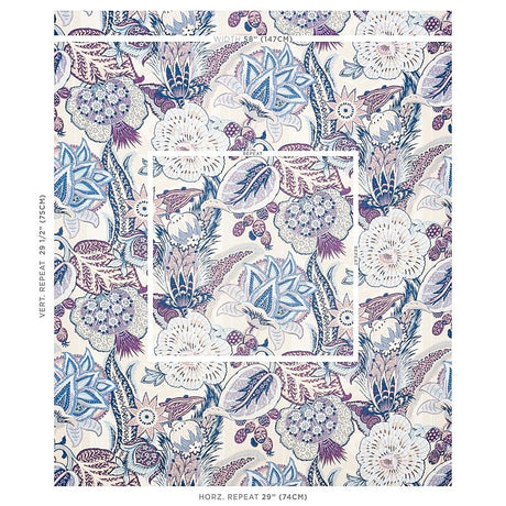 Schumacher Zanzibar Linen Print Hyacinth Fabric