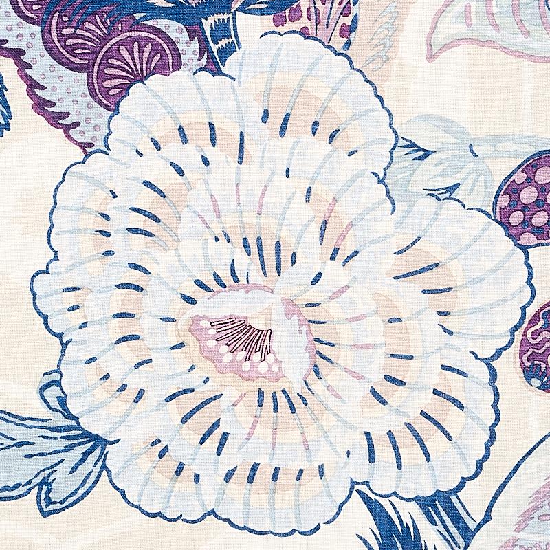 Schumacher Zanzibar Linen Print Hyacinth Fabric