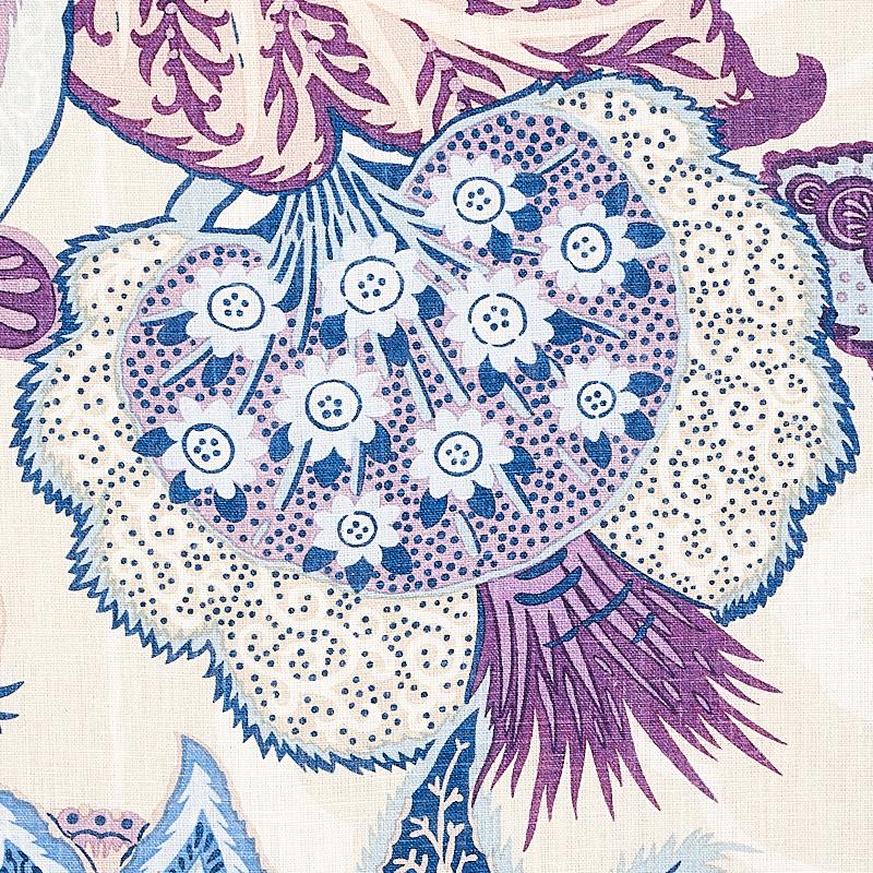 Schumacher Zanzibar Linen Print Hyacinth Fabric