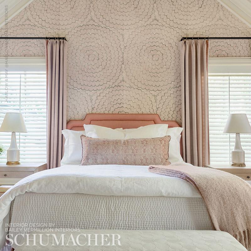 Schumacher Feather Bloom Sisal Venetian Pink Wallpaper