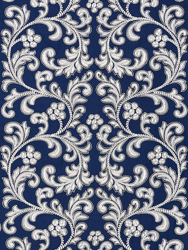 Scalamandre Chiara Embroidery Indigo Fabric