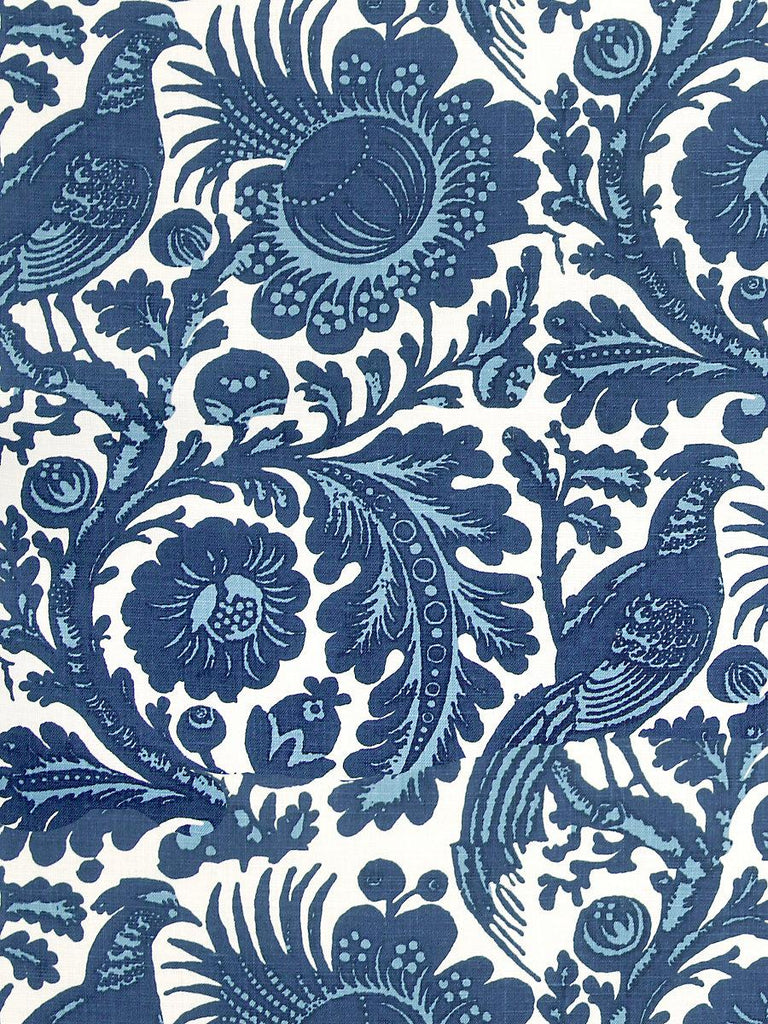 Scalamandre SPOLETO - OUTDOOR LIGHT & DARK BLUE ON WHITE Fabric