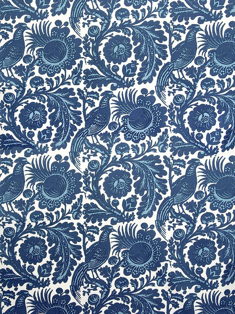 Scalamandre Spoleto | Outdoor Light & Dark Blue On White Fabric