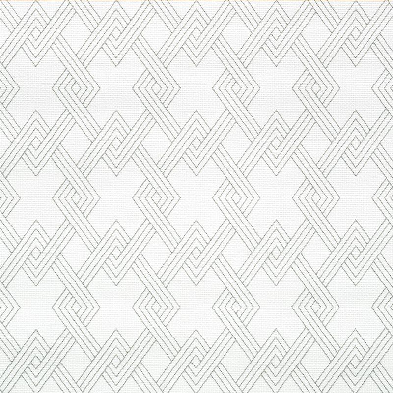 Schumacher Hix Embroidered Paperweave Grey Wallpaper