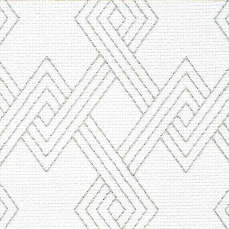 Schumacher Hix Embroidered Paperweave Grey Wallpaper