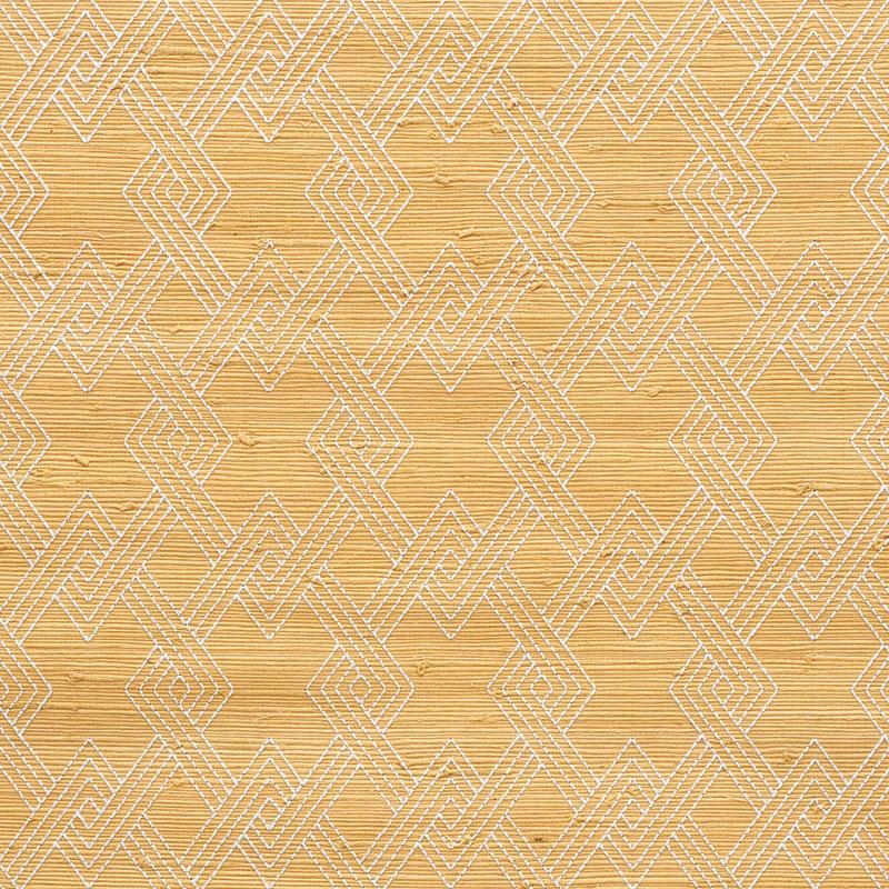 Schumacher Hix Embroidered Jute Natural Wallpaper