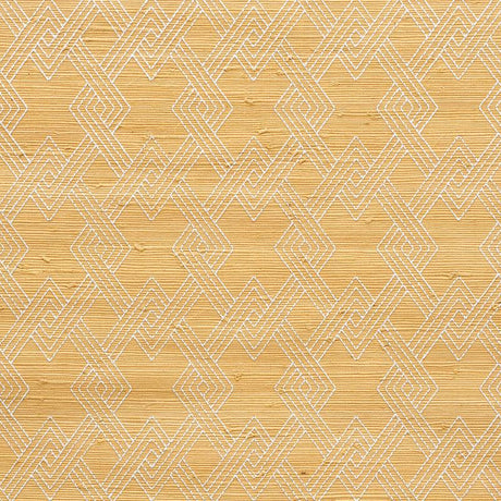 Schumacher Hix Embroidered Jute Natural Wallpaper