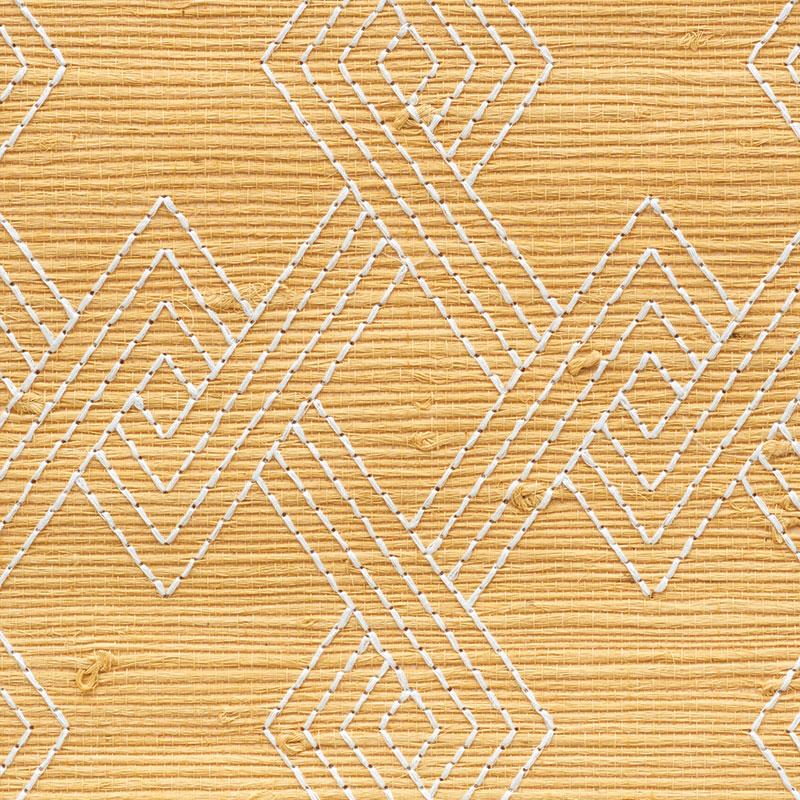 Schumacher Hix Embroidered Jute Natural Wallpaper