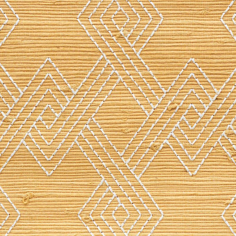 Schumacher Hix Embroidered Jute Natural Wallpaper