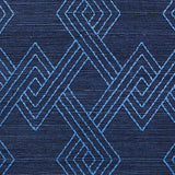 Schumacher Hix Embroidered Sisal Blue Wallpaper