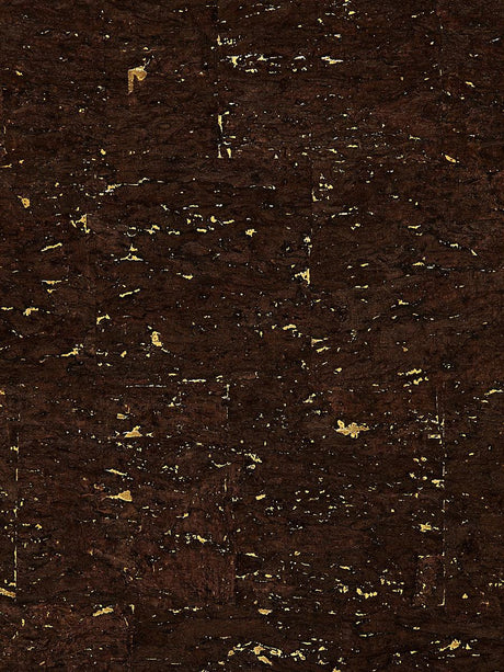 Scalamandre Carbonized Cork Espresso & Gold Wallpaper