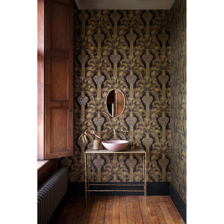 Cole & Son HOLLYWOOD PALM CHARCOAL & GOLD Wallpaper