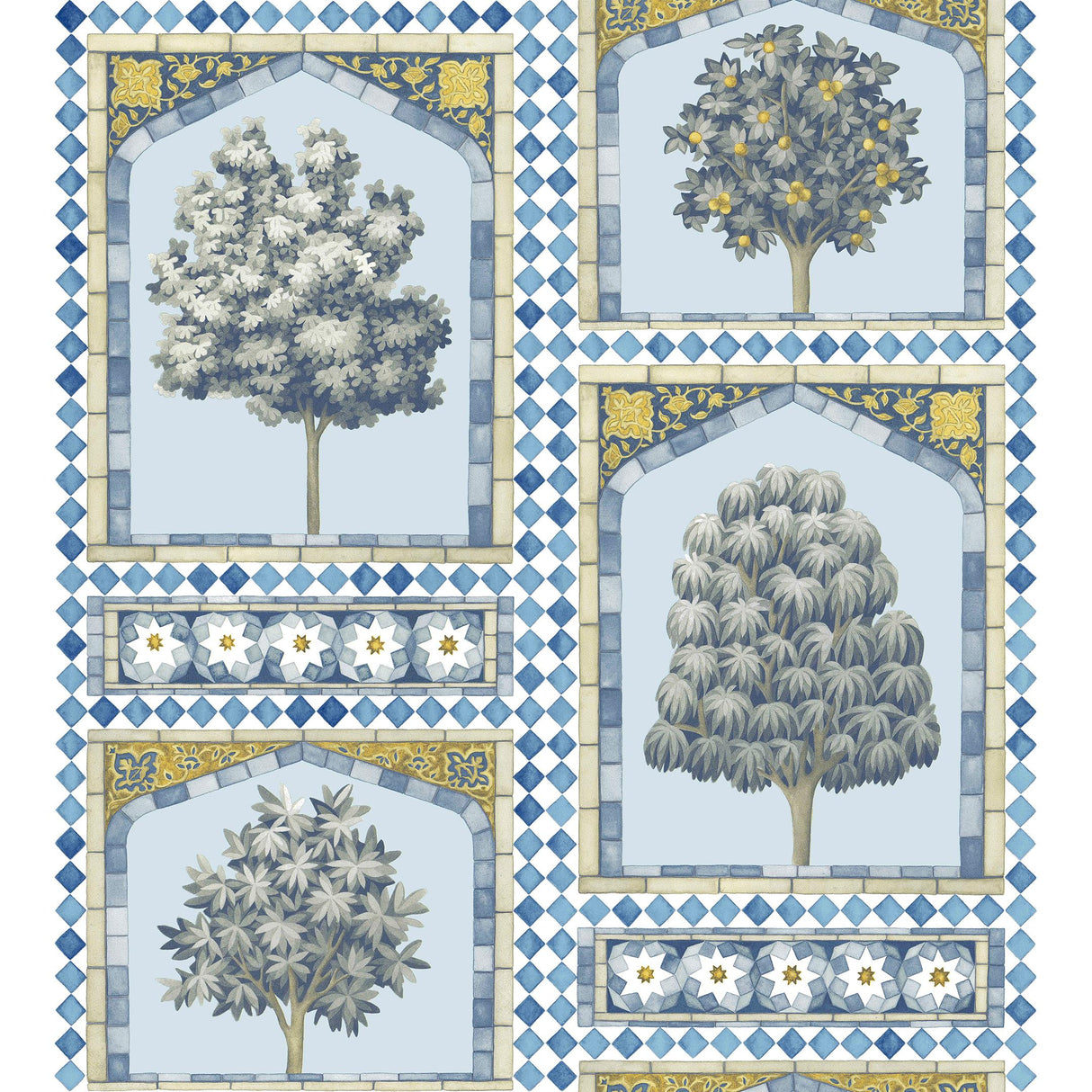 Cole & Son SULTAN'S PALACE CHINA BLUE & OCHRE Wallpaper