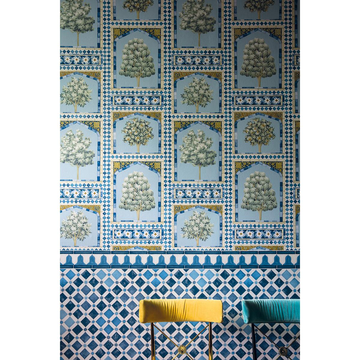 Cole & Son SULTAN'S PALACE CHINA BLUE & OCHRE Wallpaper