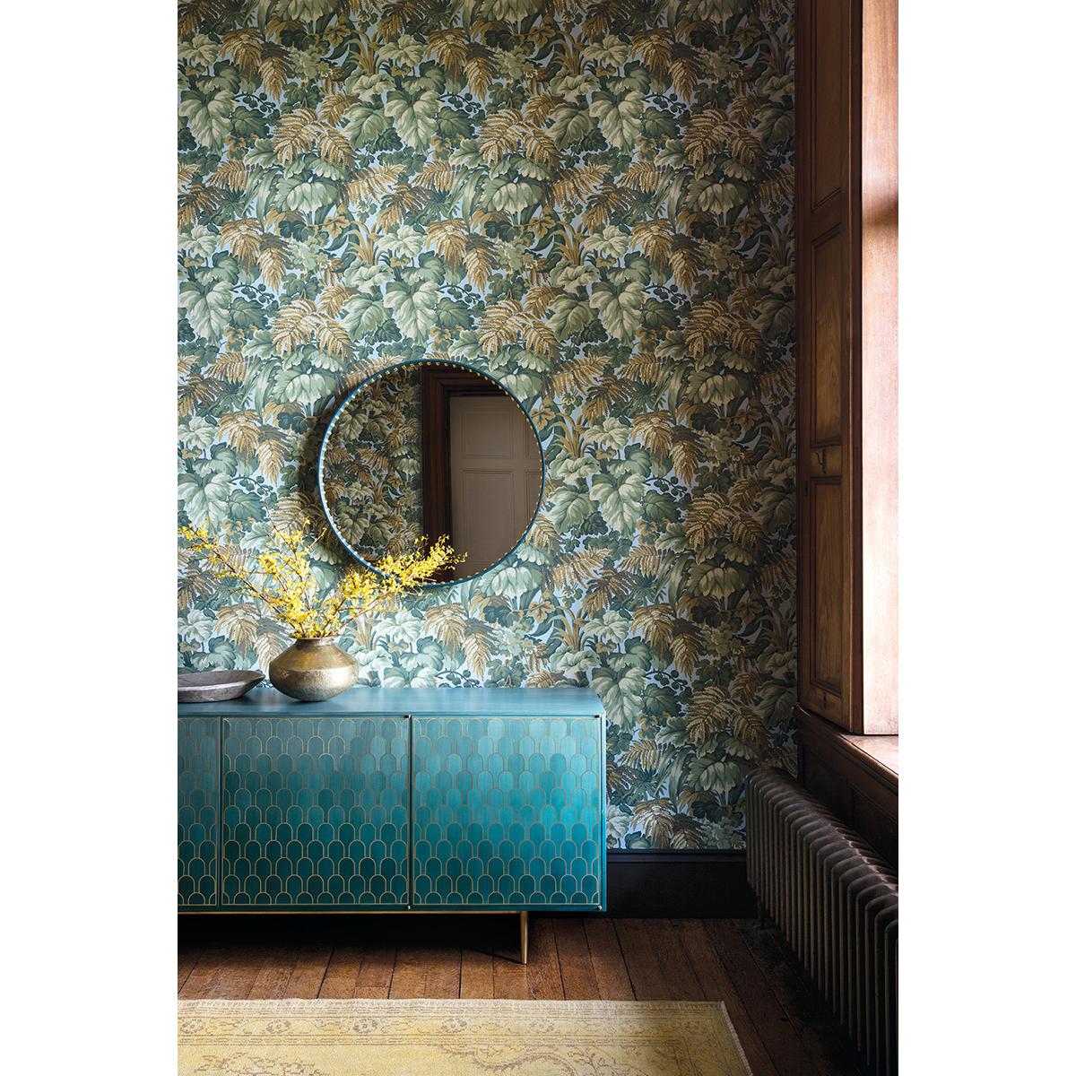 Cole & Son ROYAL FERNERY KHAKI & PRINT ROOM BLUE Wallpaper