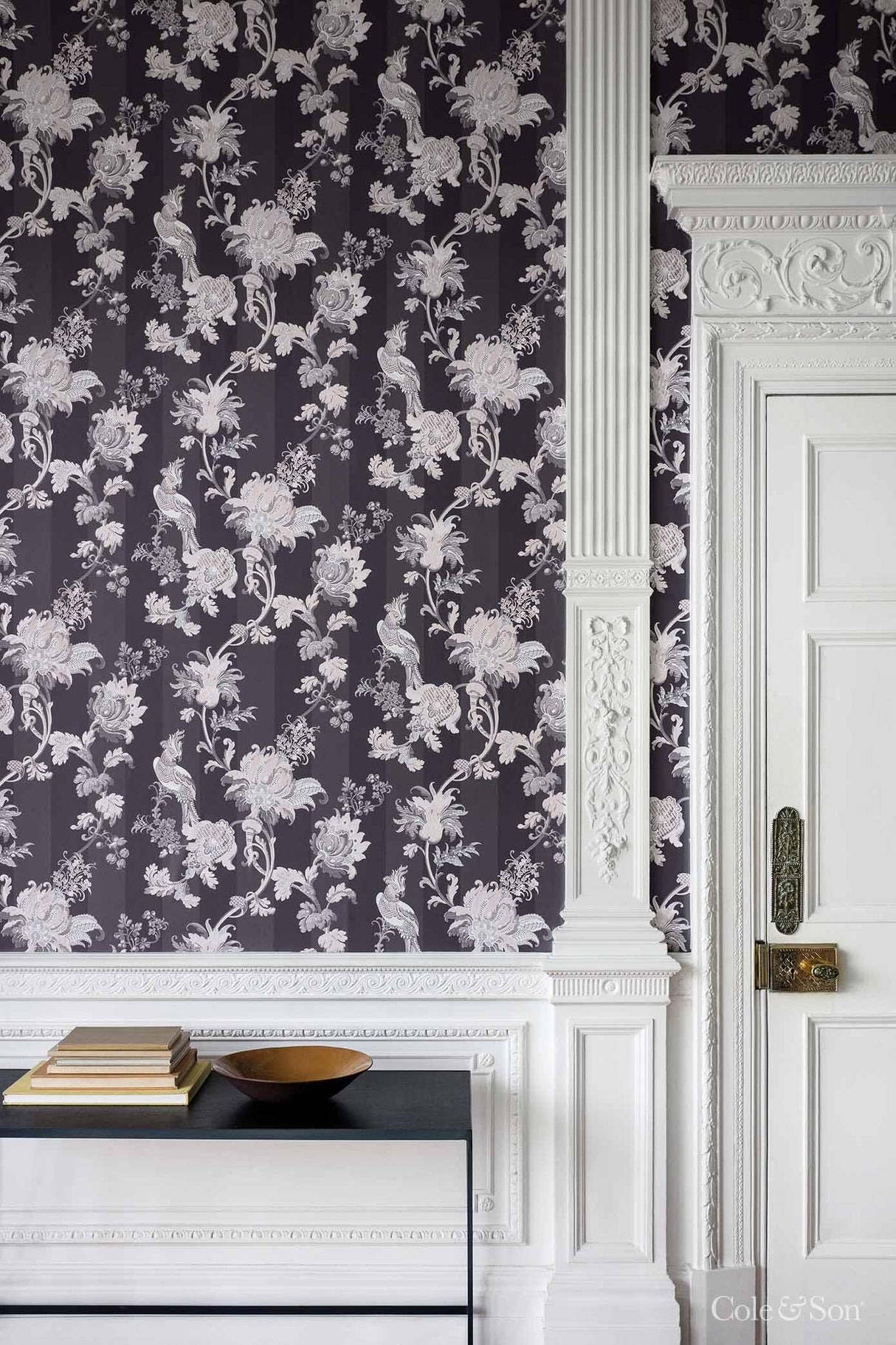 Cole & Son ZERZURA SLATE GREY & BLUSH PINK Wallpaper