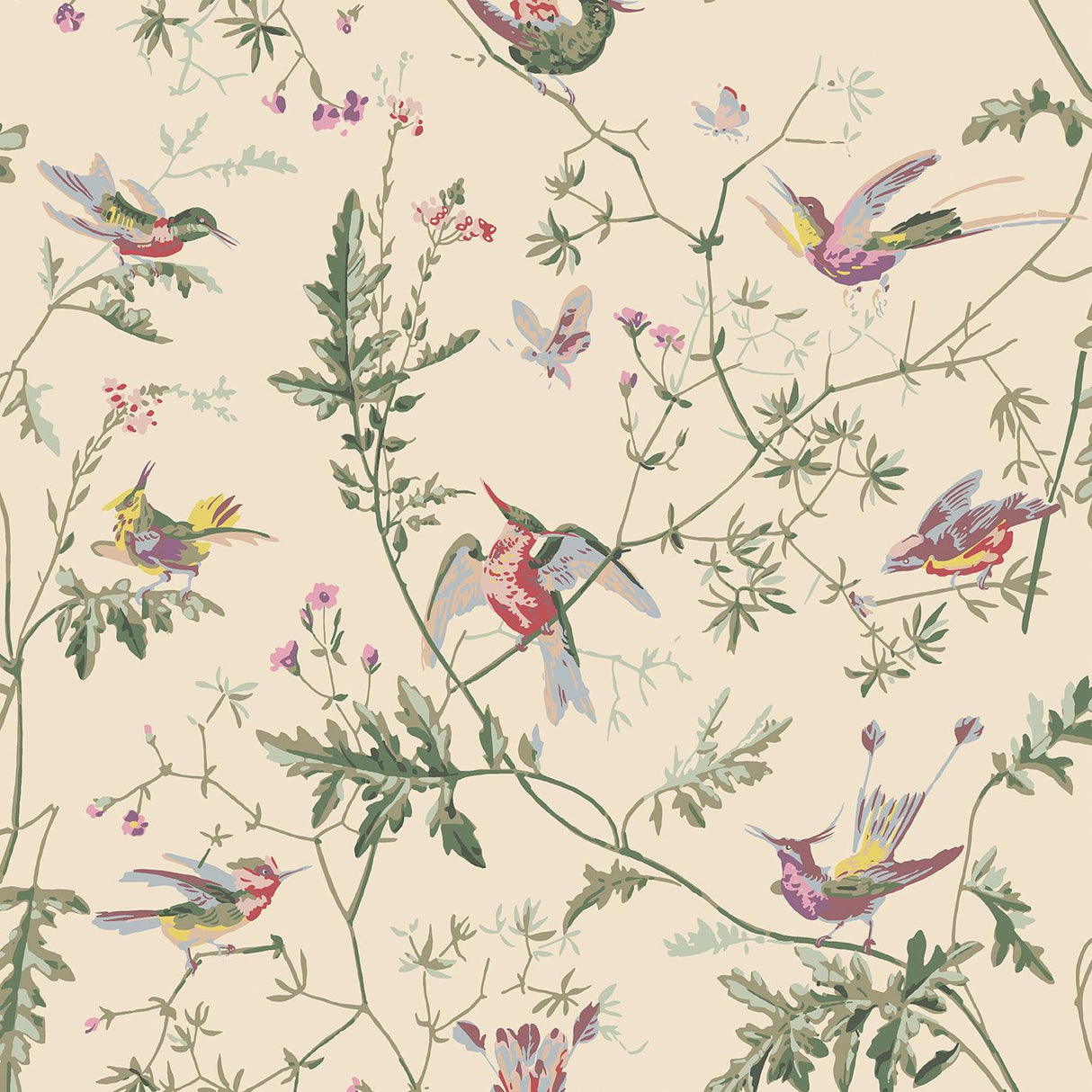 Cole & Son HUMMINGBIRDS ORIGINAL MULTI-COLOUR Wallpaper